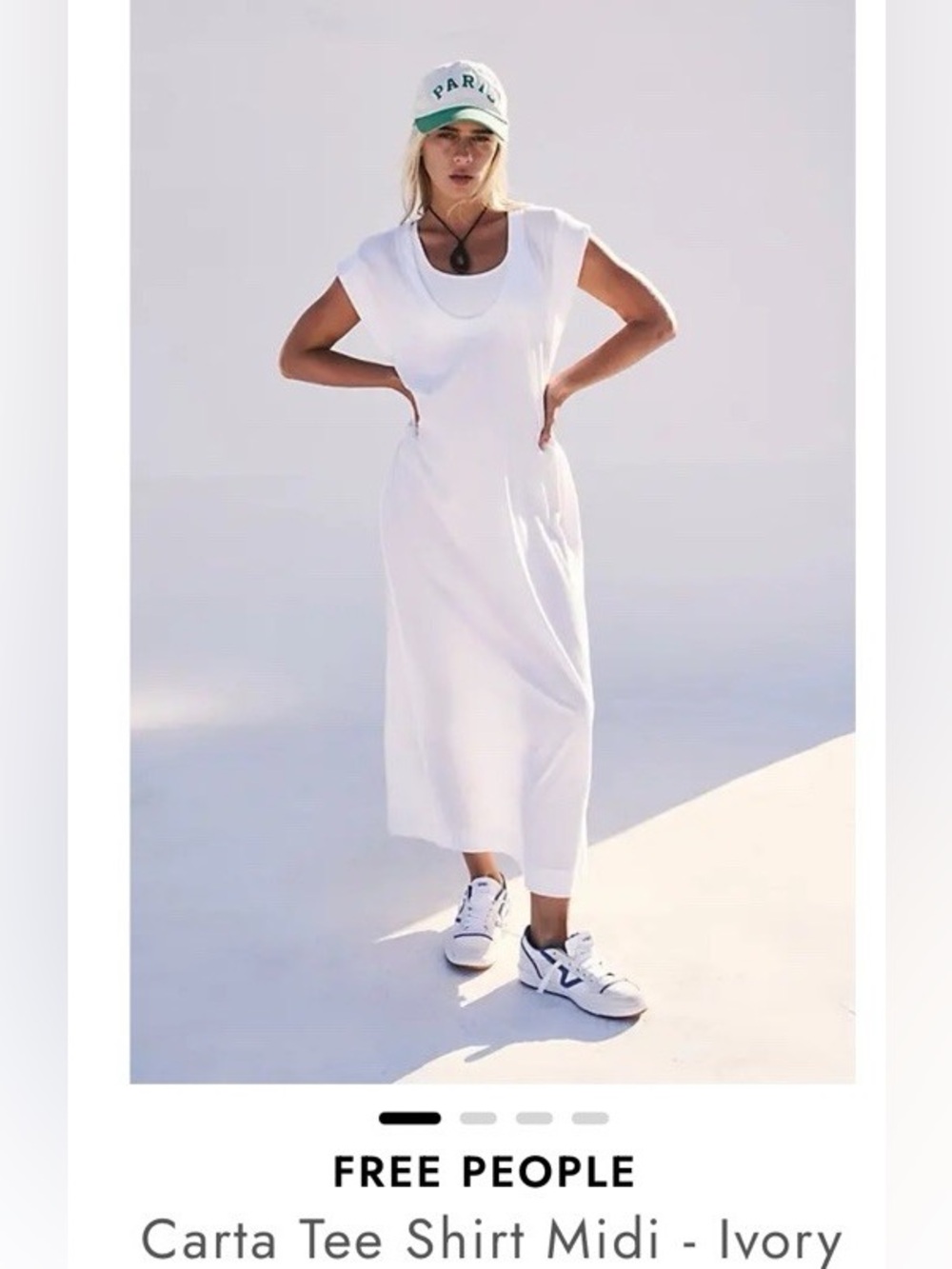 Free People Midi Tee Dress - Ivory White
